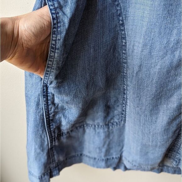 Splendid Denim Lagenlook Sleeveless Large Pocket Jean Mini Dress Women's Sz S - Picture 10 of 12